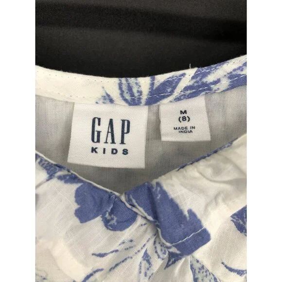 Gap Kids Blue Floral Sleeveless Ruffle Dress Girls M (8) Easter Sundress Cottage - Picture 4 of 9